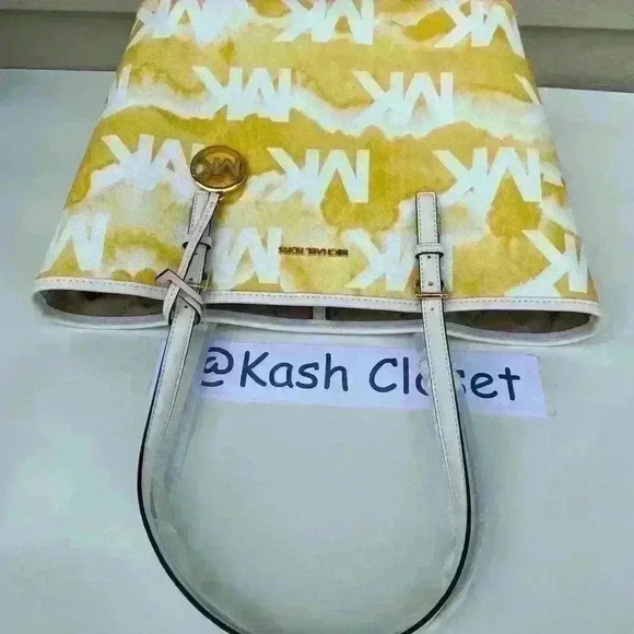 Michael Kors Carryall Tote MK Signature printed Purse Bag Buttercup Multi - Picture 8 of 10